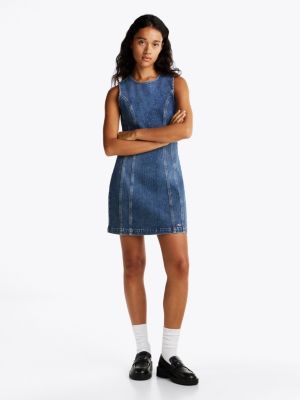 blue sparkle denim bodycon mini dress for women tommy jeans