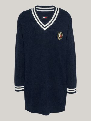 vestito pullover hilfiger prep a v blu da donne tommy jeans