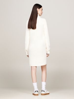 white mock turtleneck jumper midi dress for women tommy jeans