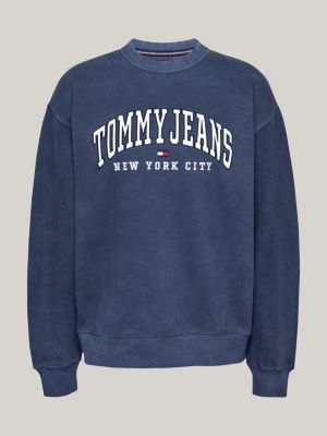 blauw varsity relaxed fit sweatshirt met ronde hals voor dames - tommy jeans