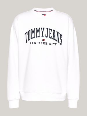 white varsity relaxed crew neck sweatshirt for women tommy jeans