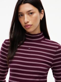 Slim Mock Neck Long Sleeve T-Shirt — Red 3