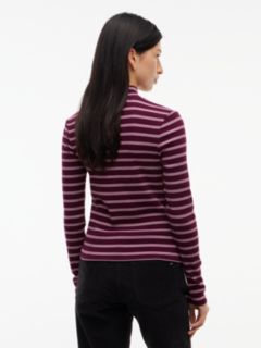 Slim Mock Neck Long Sleeve T-Shirt — Red 4
