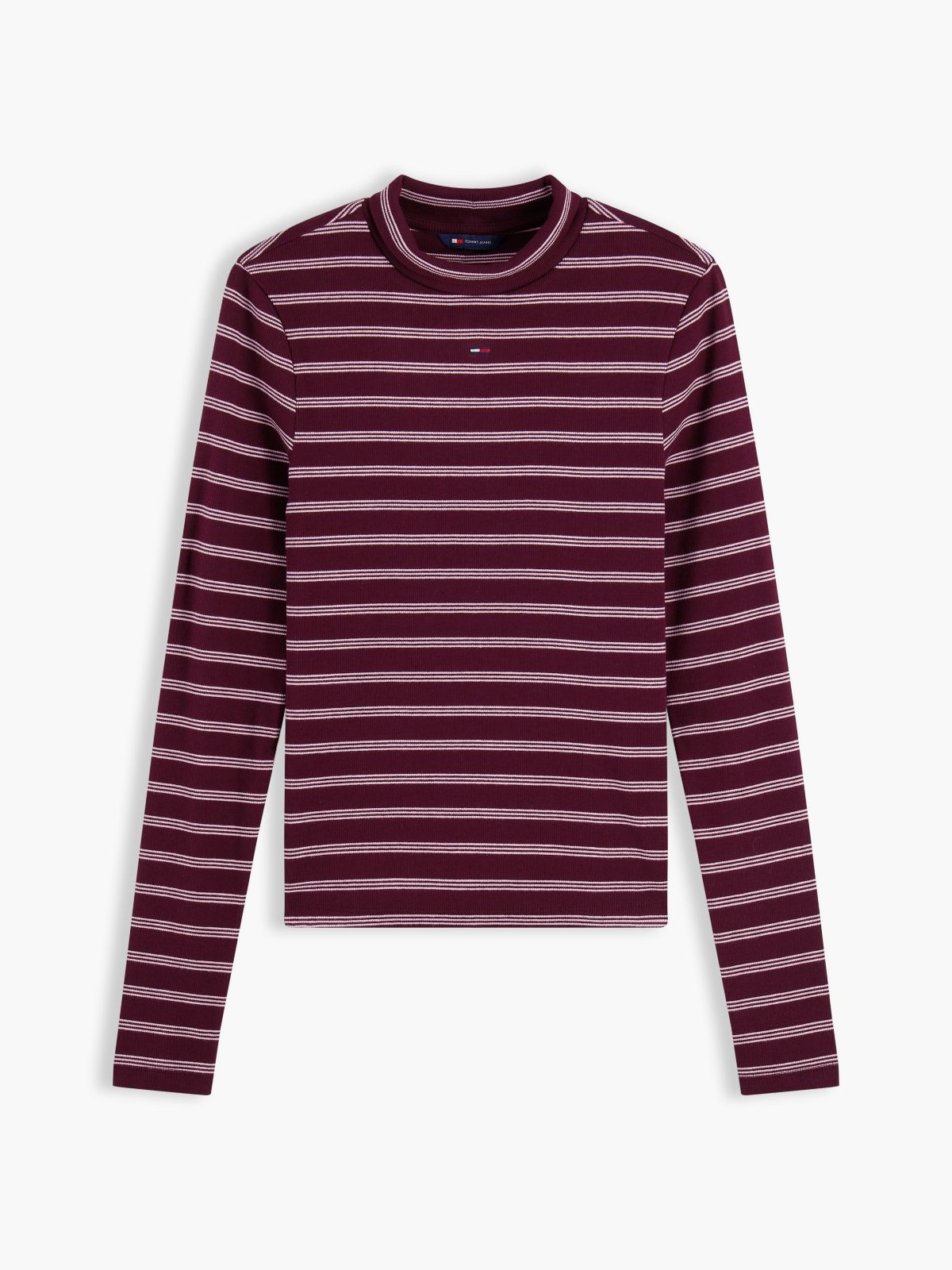 Slim Mock Neck Long Sleeve T-Shirt — Red