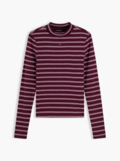 Slim Mock Neck Long Sleeve T-Shirt — Red 5
