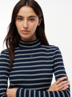 Slim Mock Neck Long Sleeve T-Shirt — Blue 3