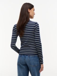 Slim Mock Neck Long Sleeve T-Shirt — Blue 4
