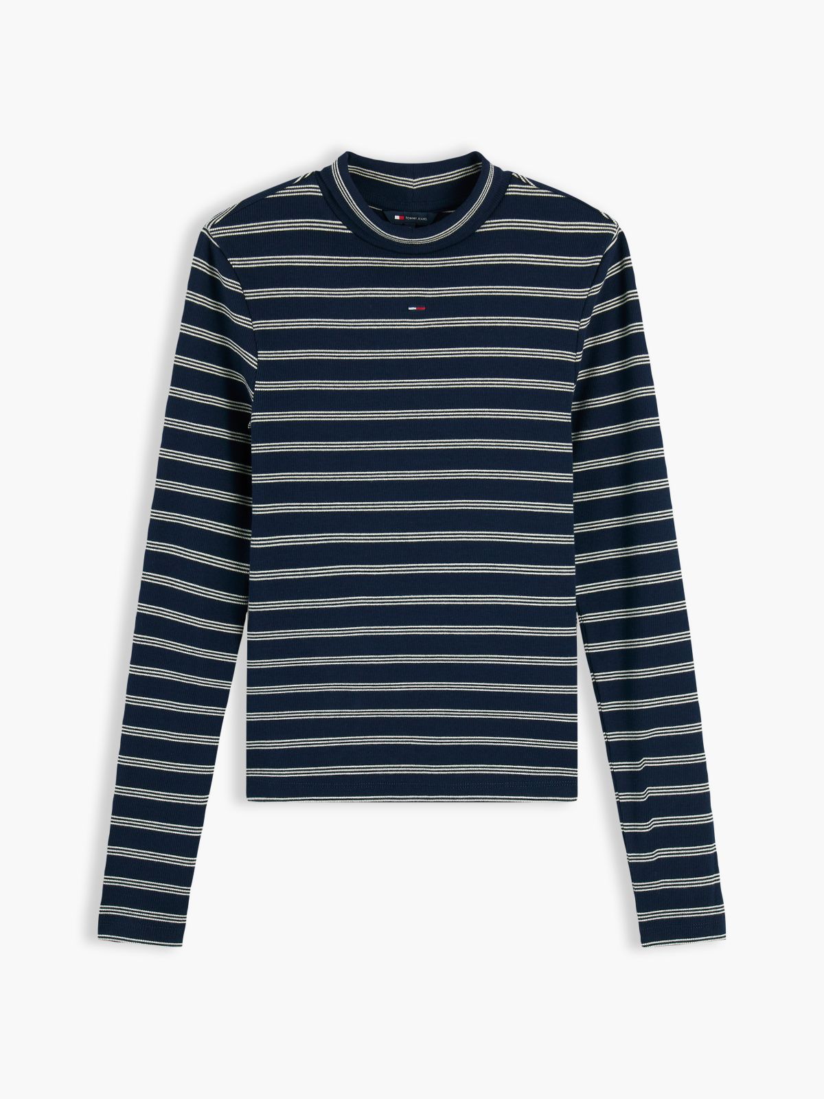 Slim Mock Neck Long Sleeve T-Shirt — Blue