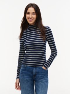 Slim Mock Neck Long Sleeve T-Shirt — Blue 1