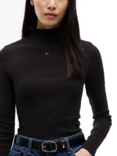 Slim Mock Neck Long Sleeve T-Shirt — Black 3