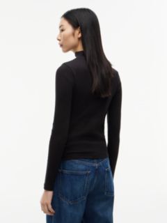 Slim Mock Neck Long Sleeve T-Shirt — Black 4