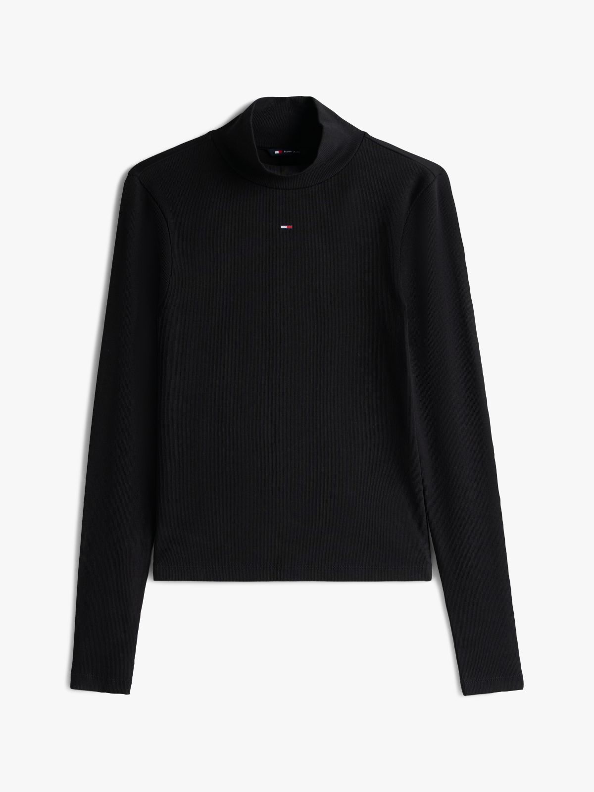 Slim Mock Neck Long Sleeve T-Shirt — Black