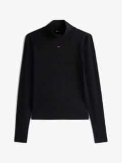 Slim Mock Neck Long Sleeve T-Shirt — Black 5