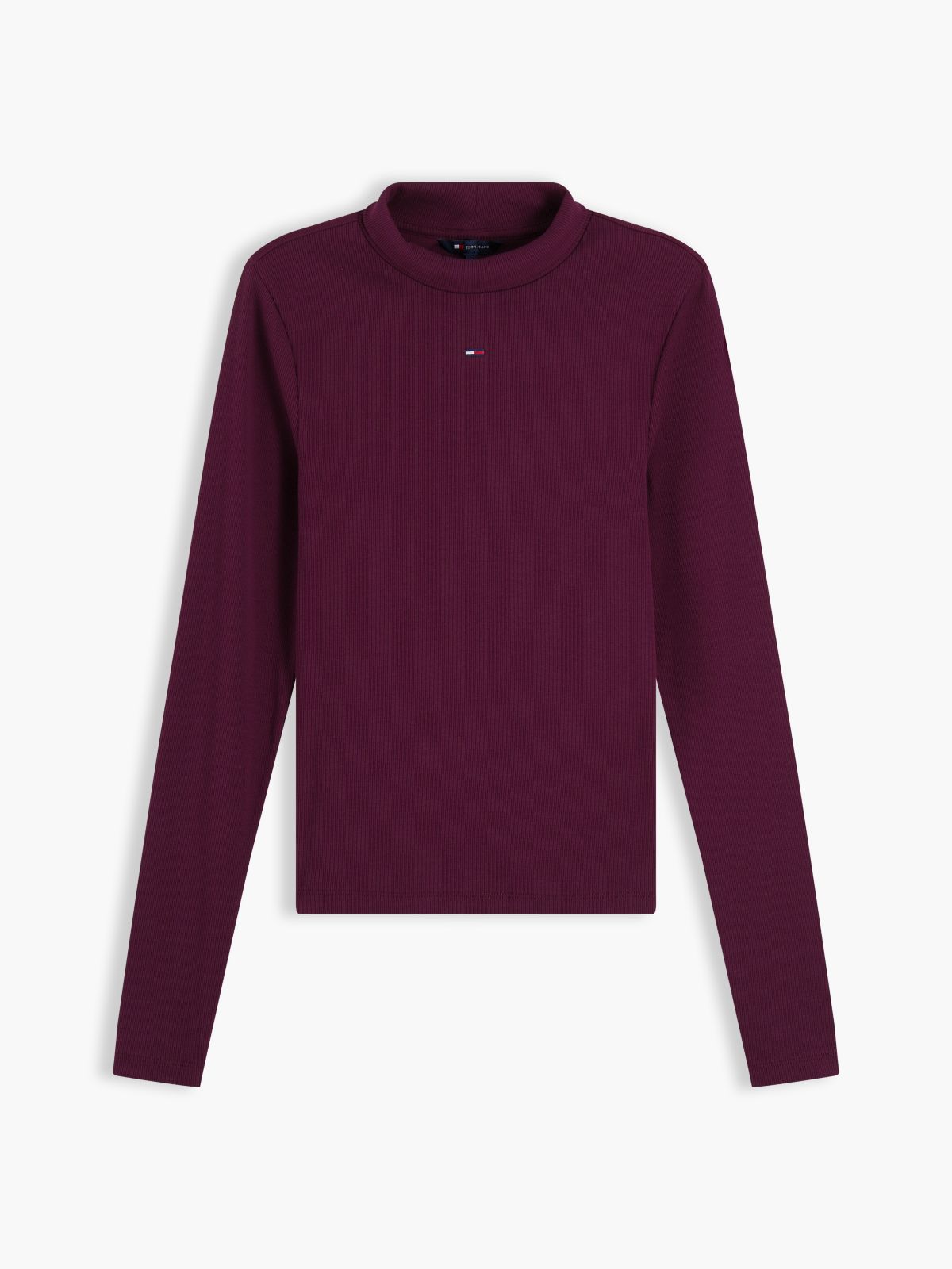 Slim Mock Neck Long Sleeve T-Shirt — Purple
