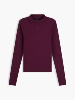 Slim Mock Neck Long Sleeve T-Shirt — Purple 5