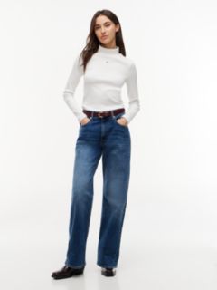 Slim Mock Neck Long Sleeve T-Shirt — White 2