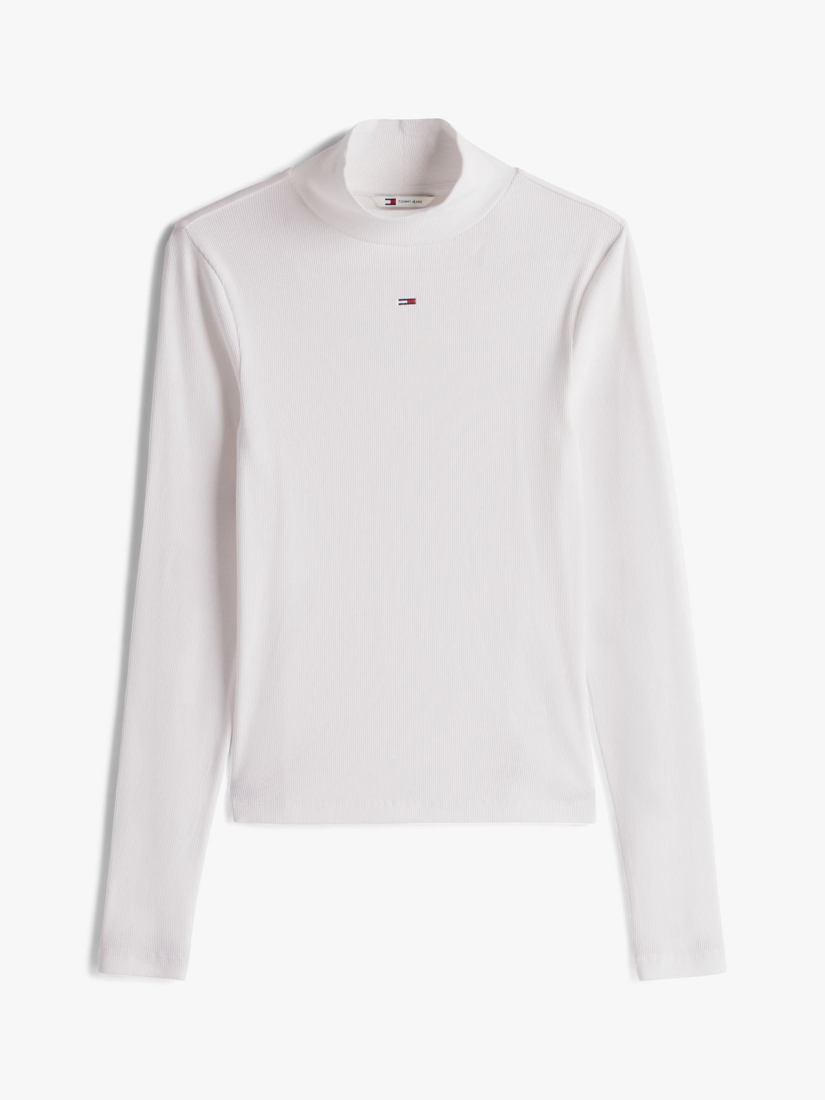 Slim Mock Neck Long Sleeve T-Shirt — White