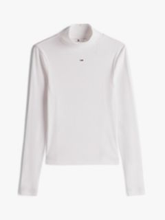 Slim Mock Neck Long Sleeve T-Shirt — White 5
