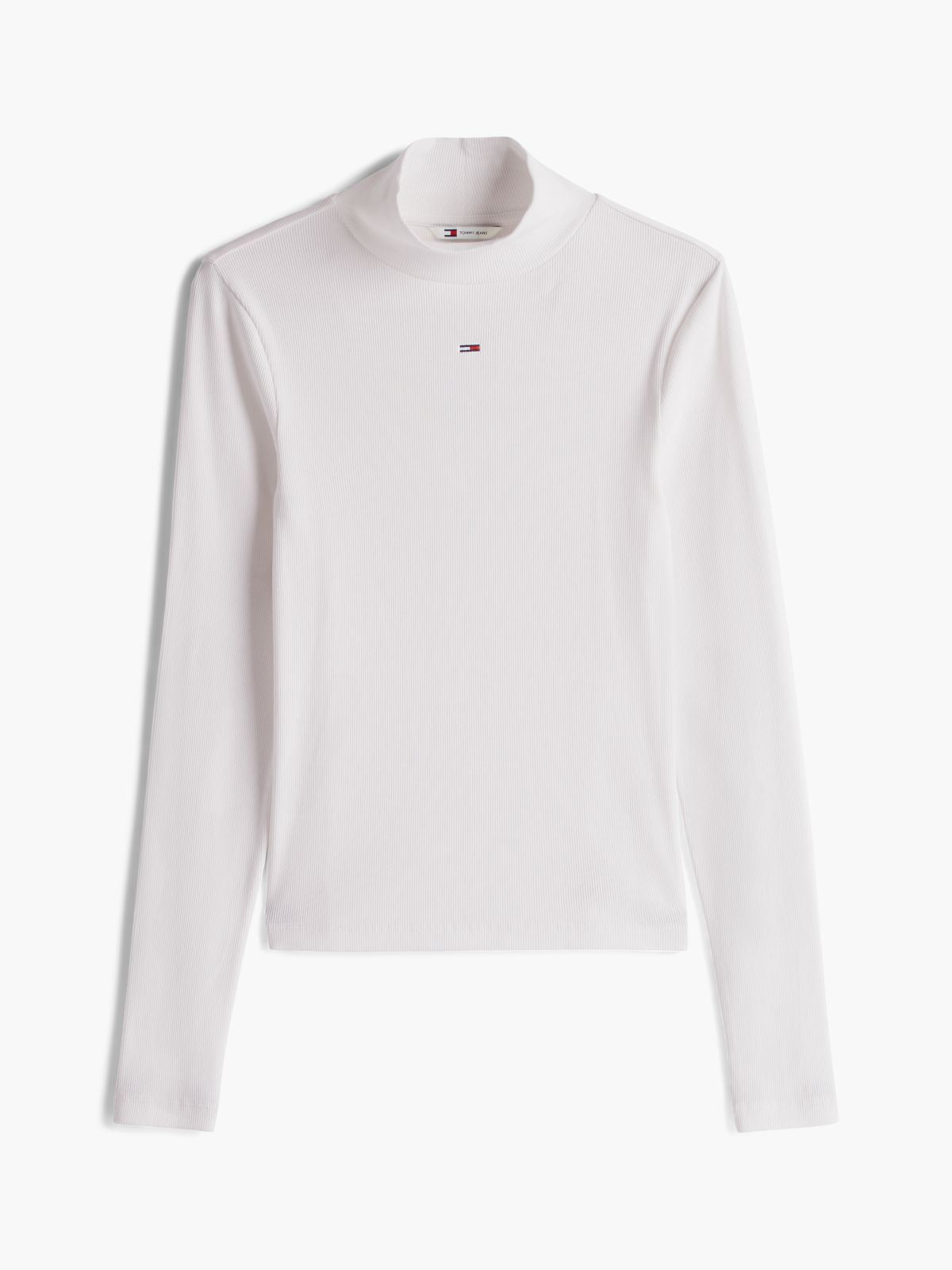 Slim Mock Neck Long Sleeve T-Shirt — White