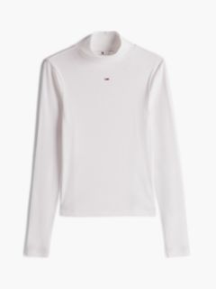 Slim Mock Neck Long Sleeve T-Shirt — White 6