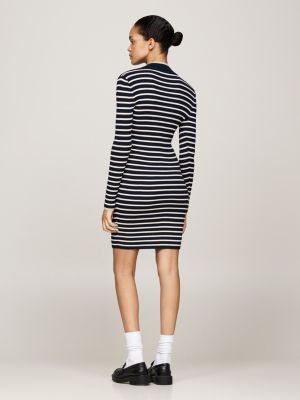 blue metallic stripe mini jumper dress for women tommy jeans