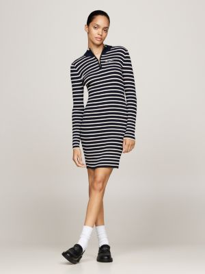 blue metallic stripe mini jumper dress for women tommy jeans