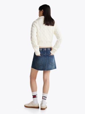 blue star stud denim mini skirt for women tommy jeans