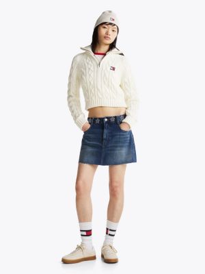 blue star stud denim mini skirt for women tommy jeans