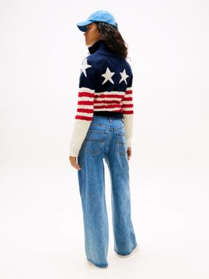 multi star jumper with wool for women tommy jeans