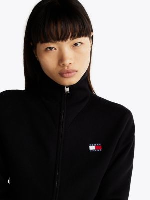 cardigan décontracté zippé noir pour femmes tommy jeans