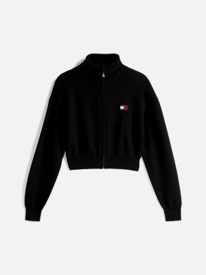 cardigan décontracté zippé noir pour femmes tommy jeans