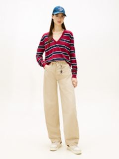 Flag Embroidery V-Neck Jumper — Red 3