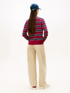 Flag Embroidery V-Neck Jumper — Red 4