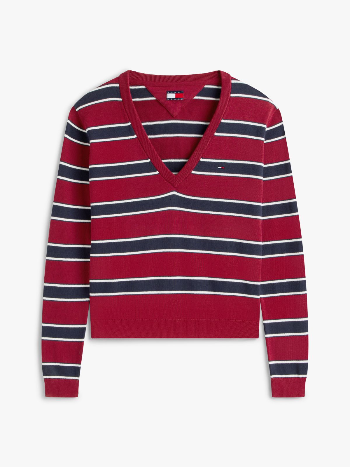 Flag Embroidery V-Neck Jumper — Red