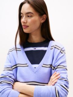 Flag Embroidery V-Neck Jumper — Purple 2
