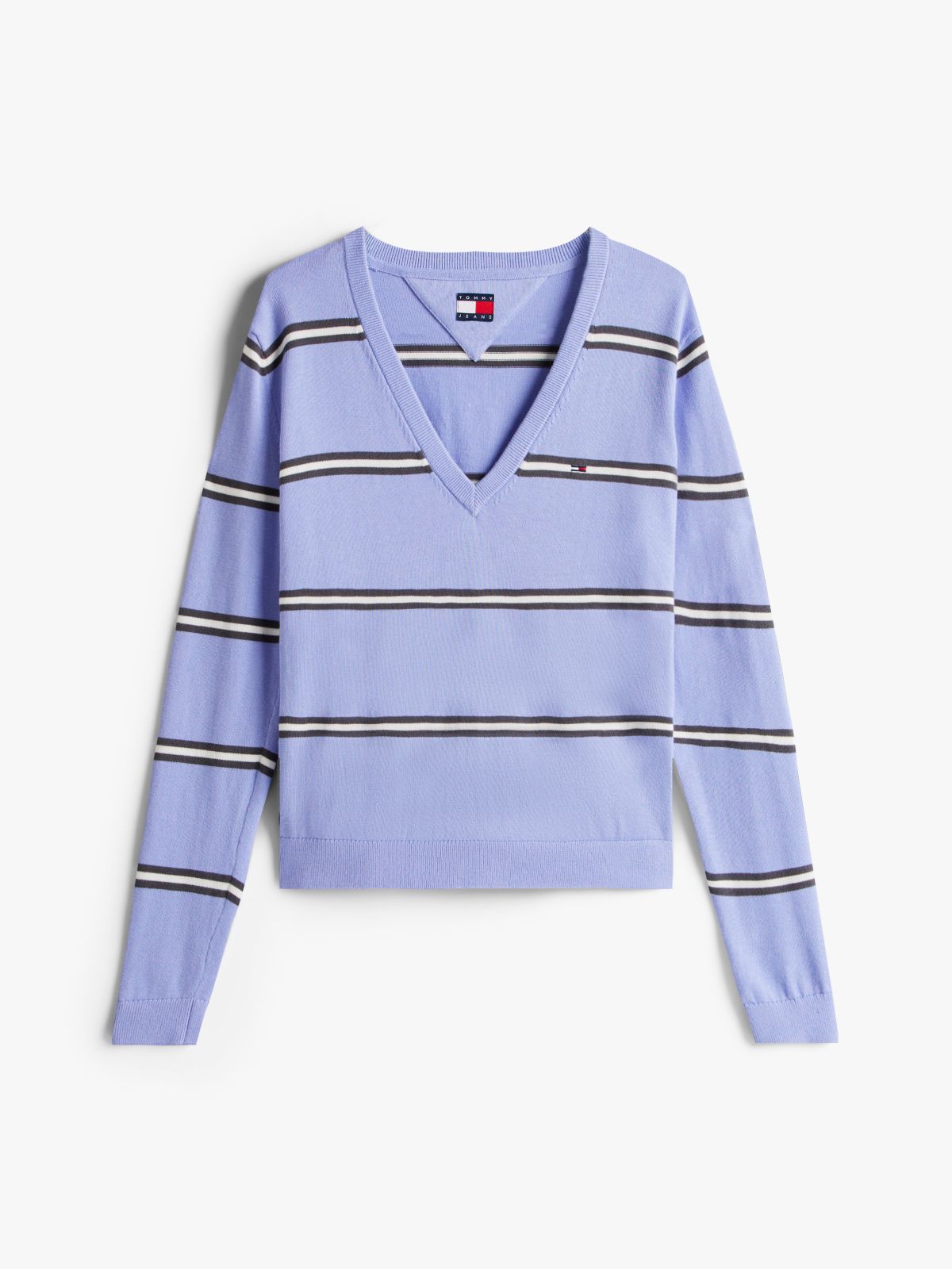 Flag Embroidery V-Neck Jumper — Purple