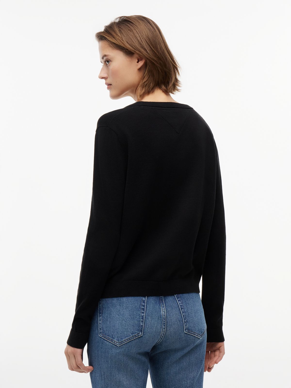 Flag Embroidery V-Neck Jumper — Black
