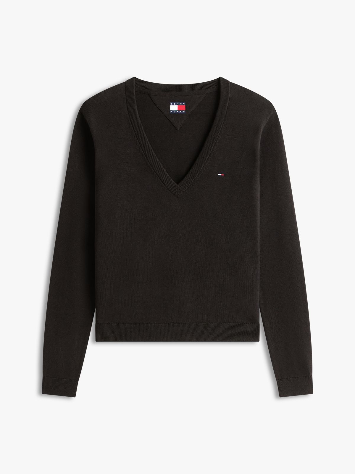 Flag Embroidery V-Neck Jumper — Black