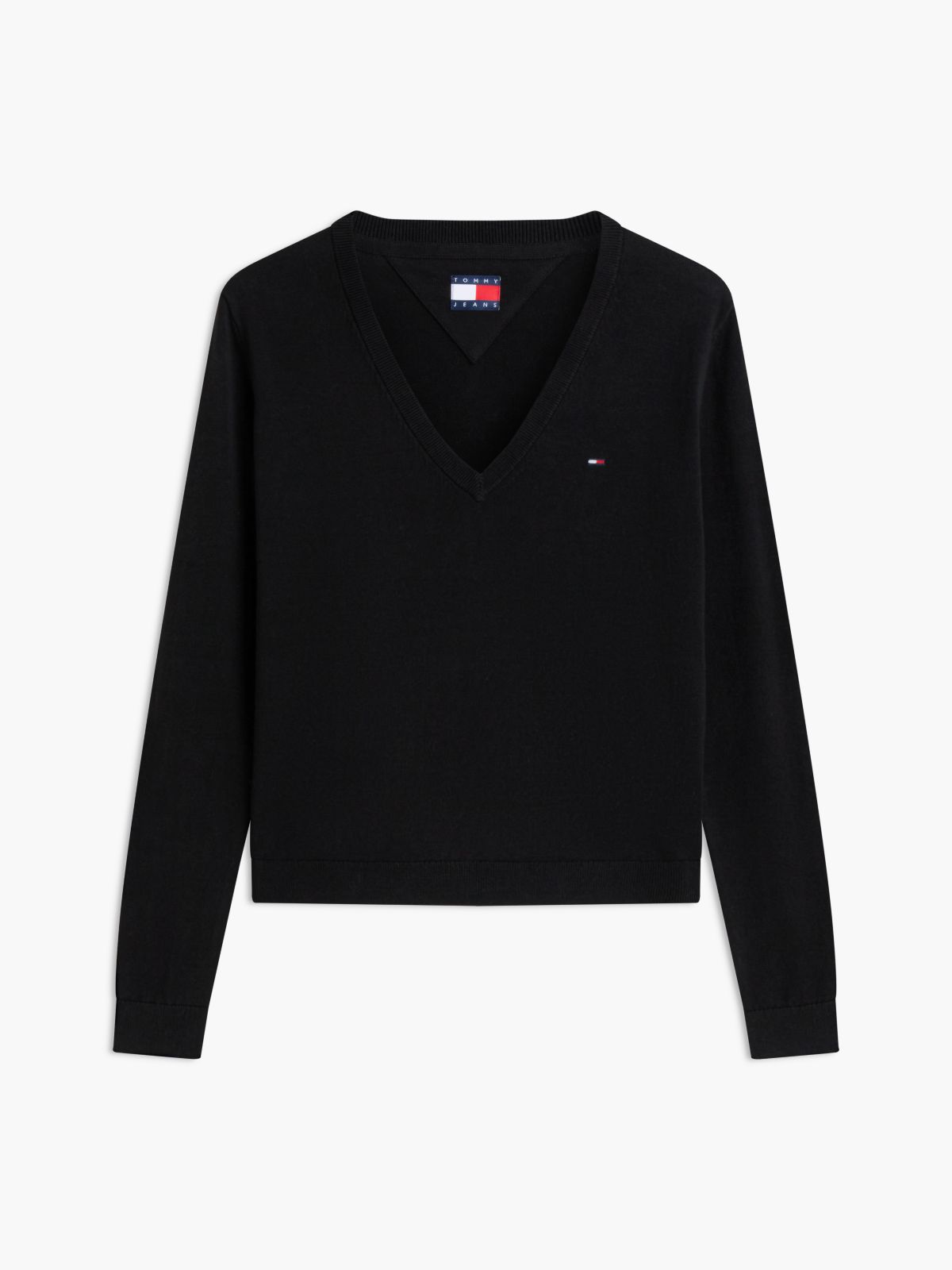 Flag Embroidery V-Neck Jumper — Black