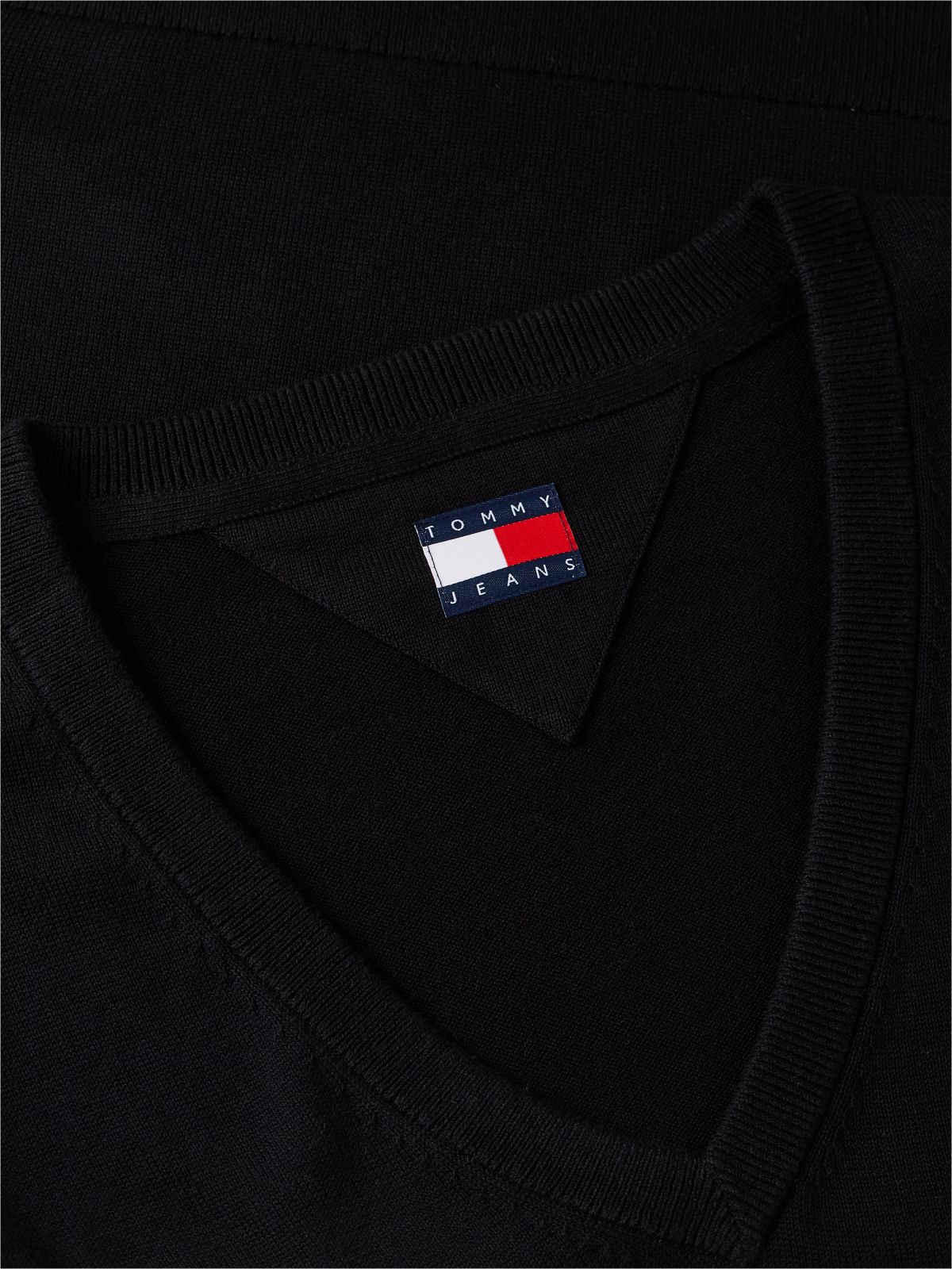 Flag Embroidery V-Neck Jumper — Black