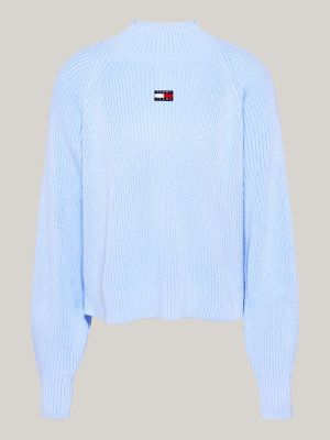 blue tommy badge rib-knit boxy jumper for women tommy jeans