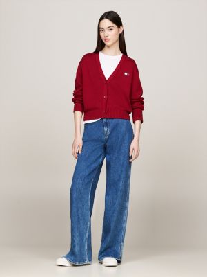 cardigan squadrato con distintivo rosso da donne tommy jeans