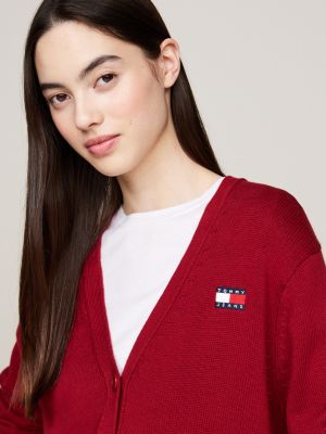 cardigan squadrato con distintivo rosso da donne tommy jeans