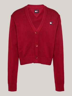 cardigan squadrato con distintivo rosso da donne tommy jeans