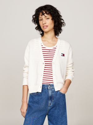 cardigan squadrato con distintivo white da donne tommy jeans