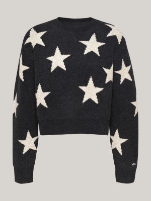 pullover squadrato con motivo a stelle nero da donne tommy jeans