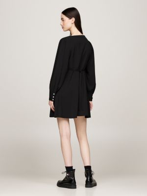robe courte moulante et évasée à col en v noir pour femmes tommy jeans