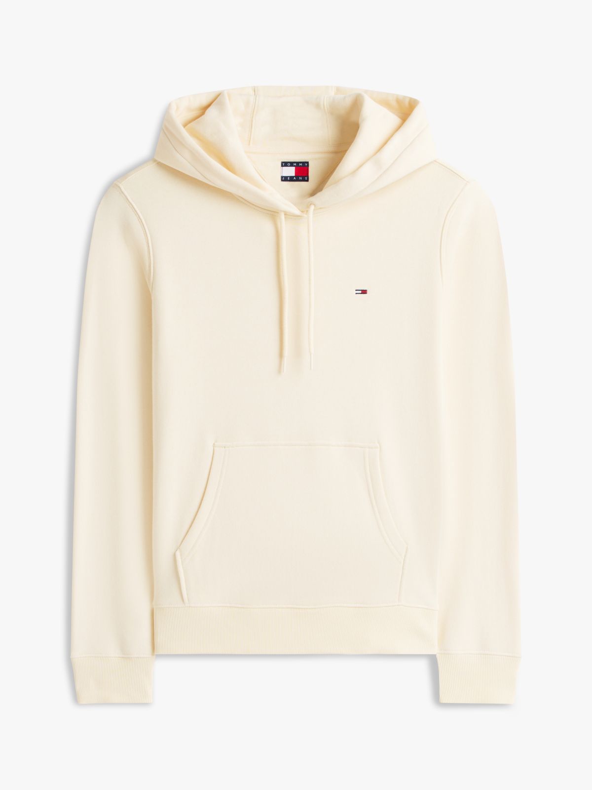 Flag Embroidery Fleece Drawstring Hoody — Beige
