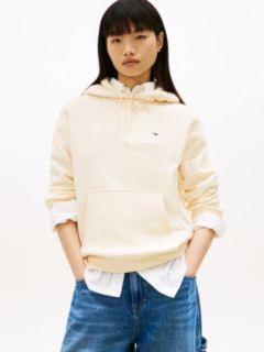 Flag Embroidery Fleece Drawstring Hoody — Beige 1