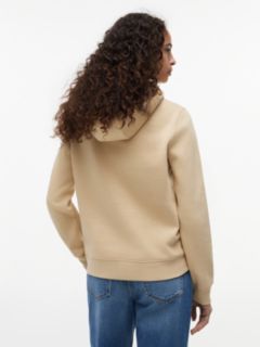 Flag Embroidery Fleece Drawstring Hoody — Beige 4